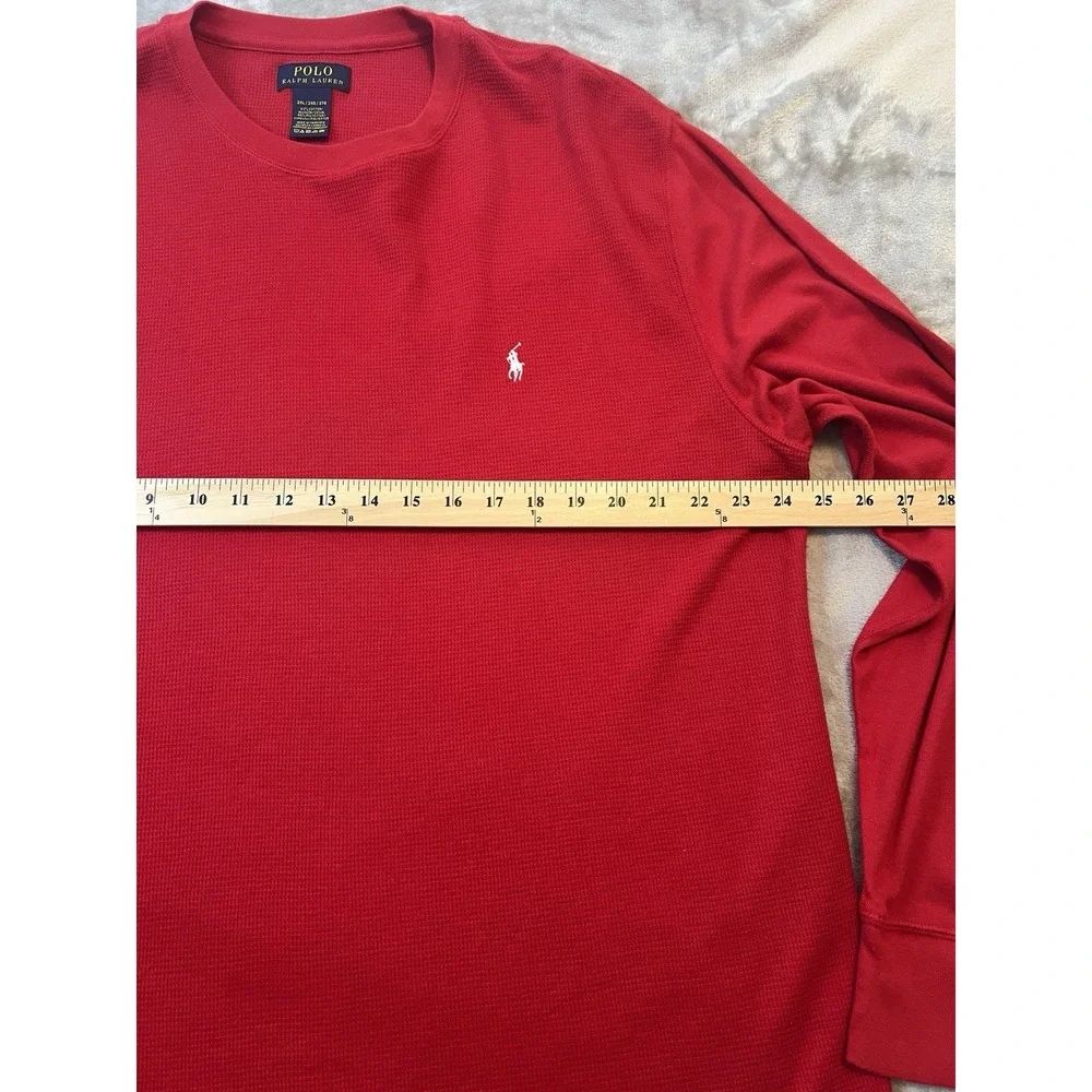 Polo Ralph Lauren Mens Thermal Shirt 2XL Red Waffle Knit Long Sleeve Pony Logo